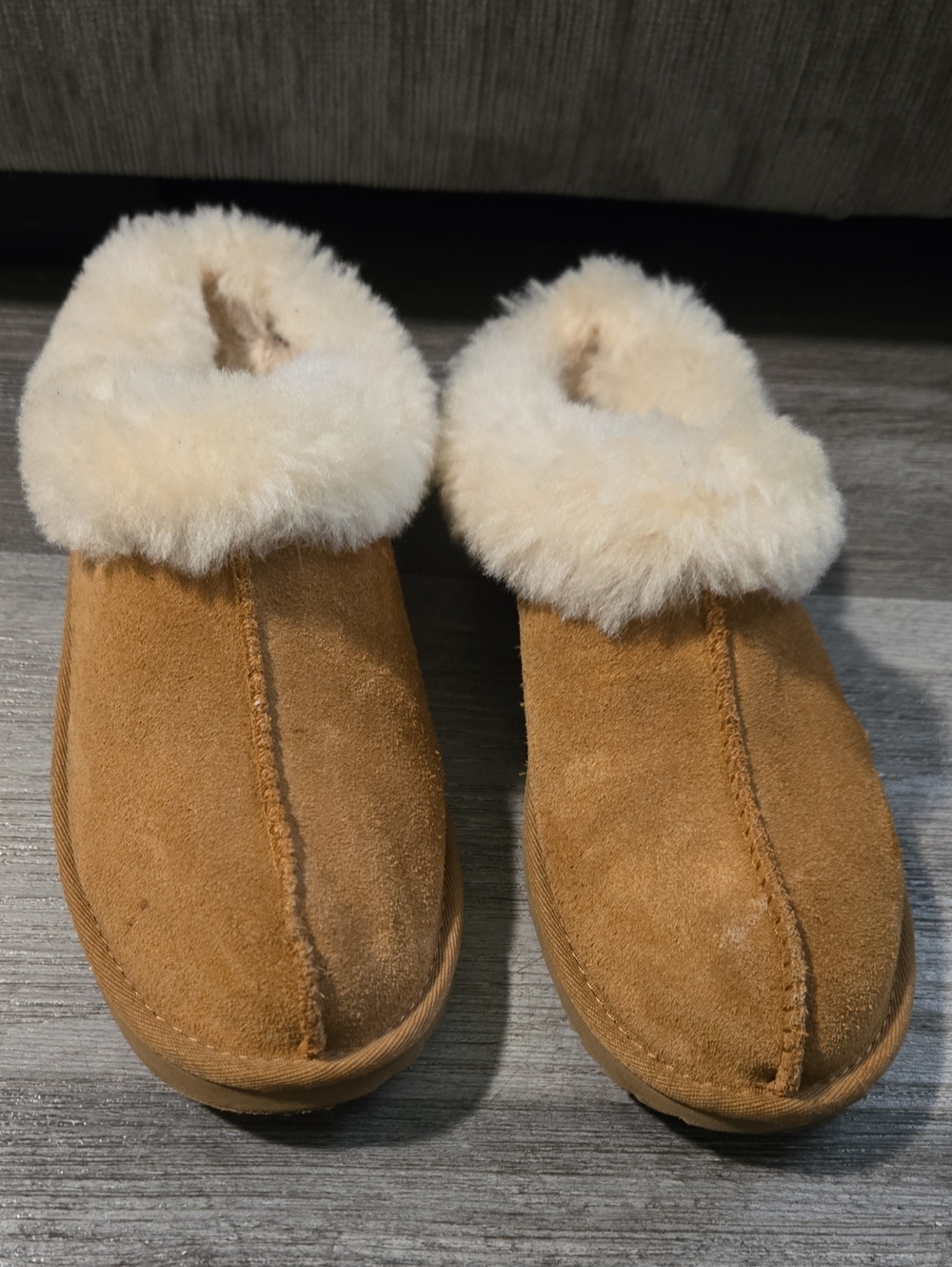 UGG Cozy Tan Shearling Lined Suede Slippers